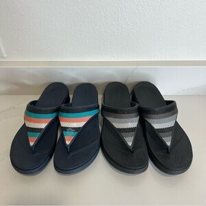 Crocs Women's Unisex Flip Flop Sandals 2 Pairs Striped Slip-On Size 10